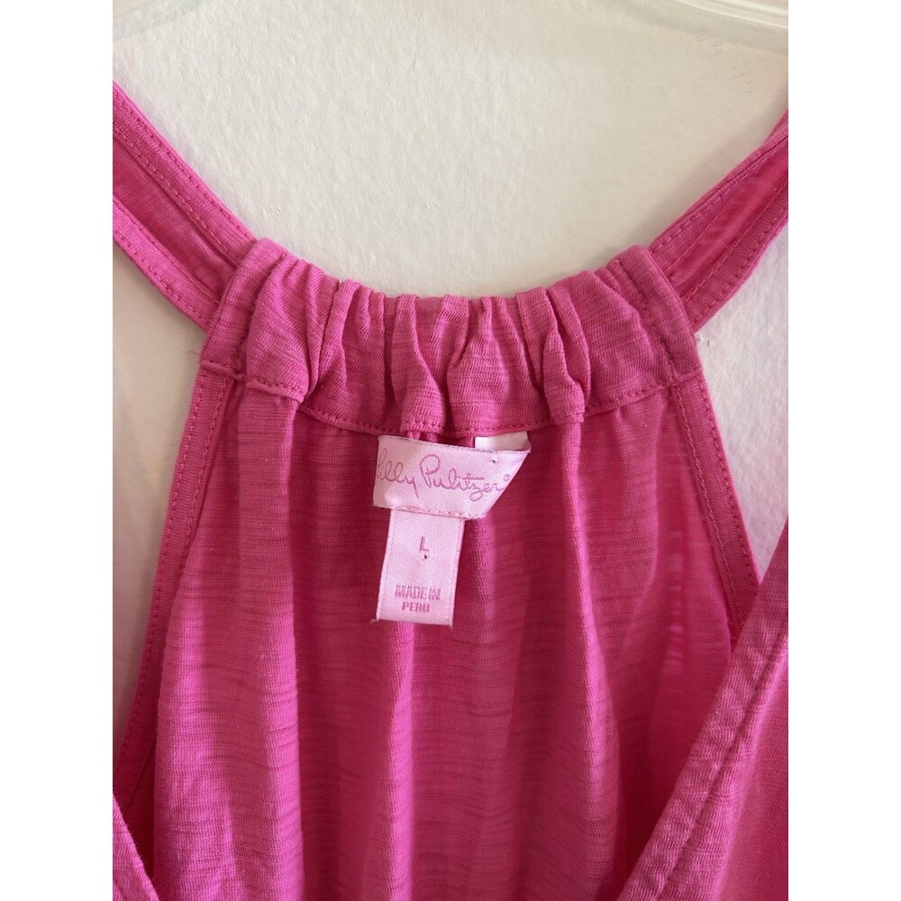 Lilly Pulitzer Tank Top Womens Large Pink Luxletic Racerback Athletic - Picture 3 of 8